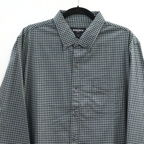 Bonobos Stretch Gingham Long Sleeve Men's Shirt Buttondown Slim Fit XL 269049 - Picture 8 of 11